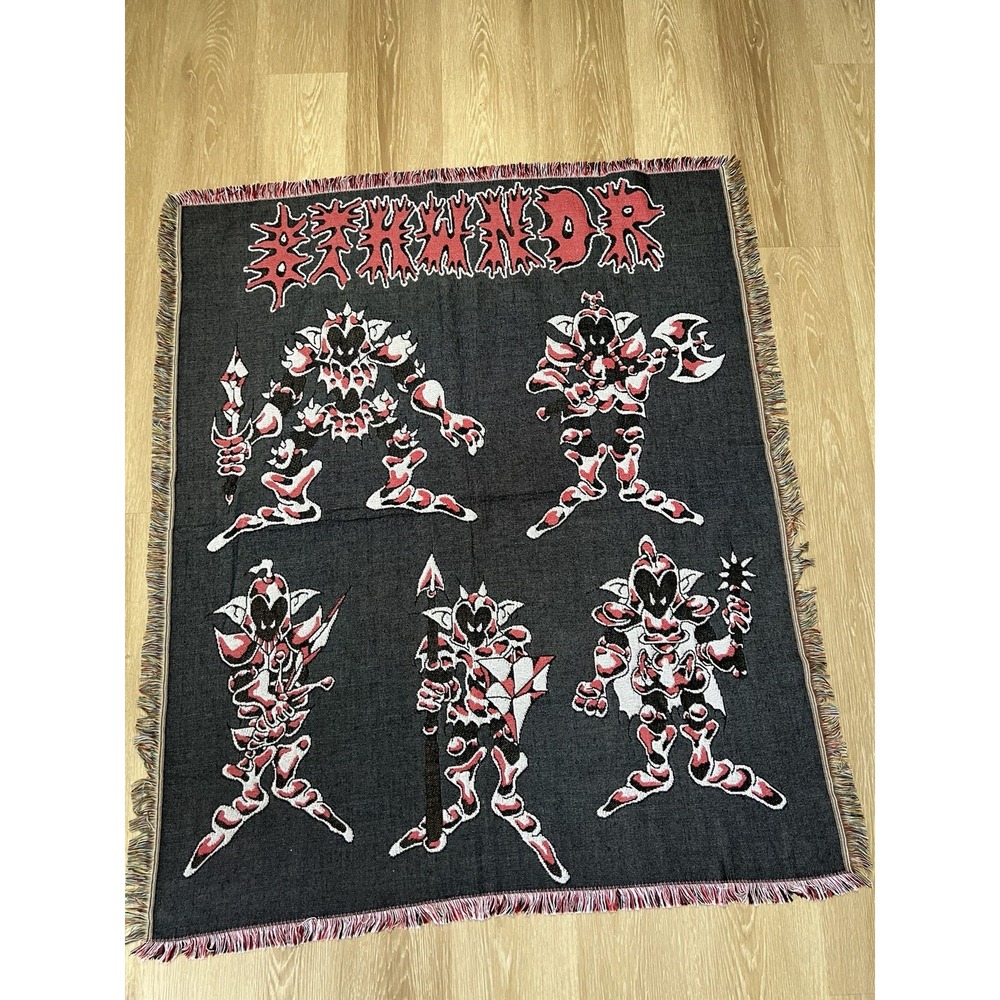 STKWNDR Woven Tapestry Throw Blanket Goth Goblin Knight Gothic Grunge Y2K 63x55"